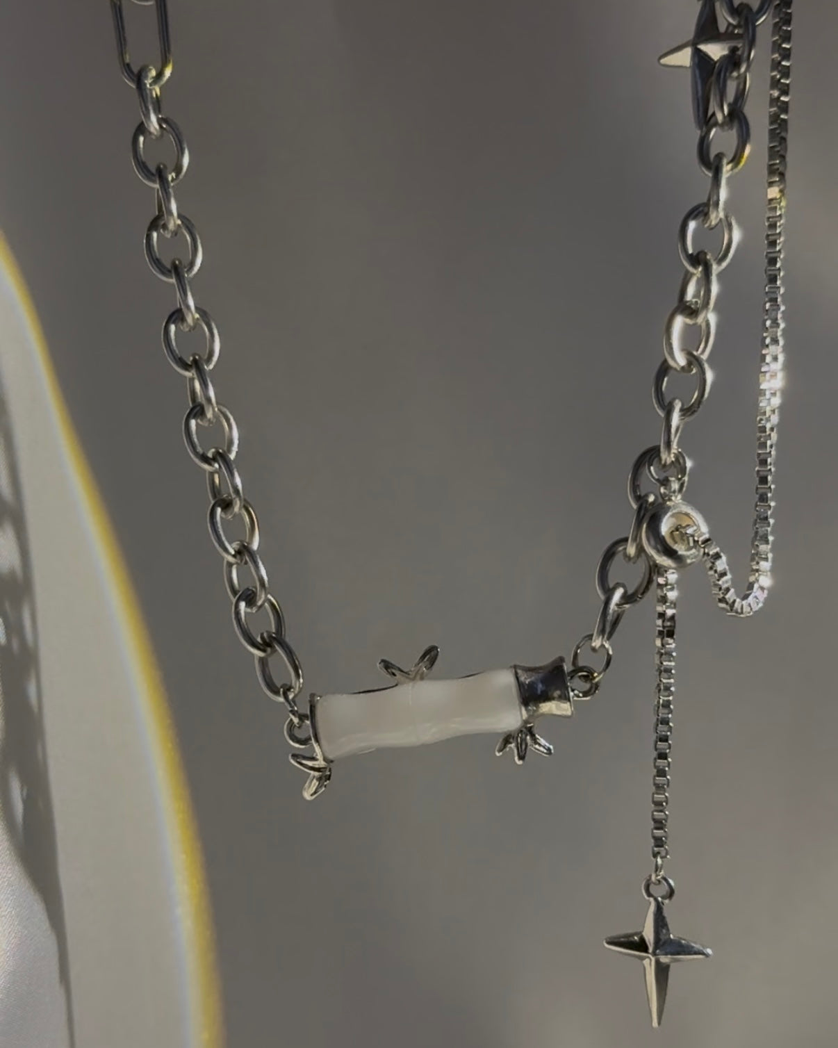 White Jade Bamboo Necklace | ☾235