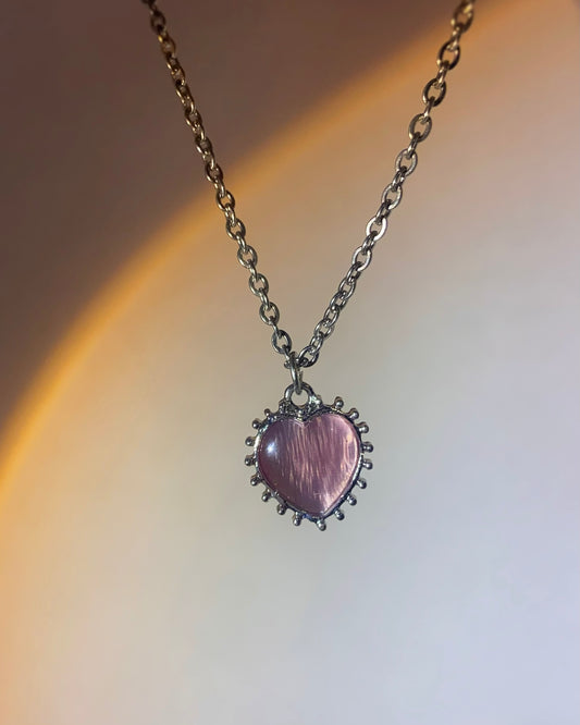 Pink Spiky Heart Necklace | ☾099