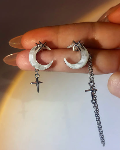 Asymmetrical Moon Earrings | ☾018