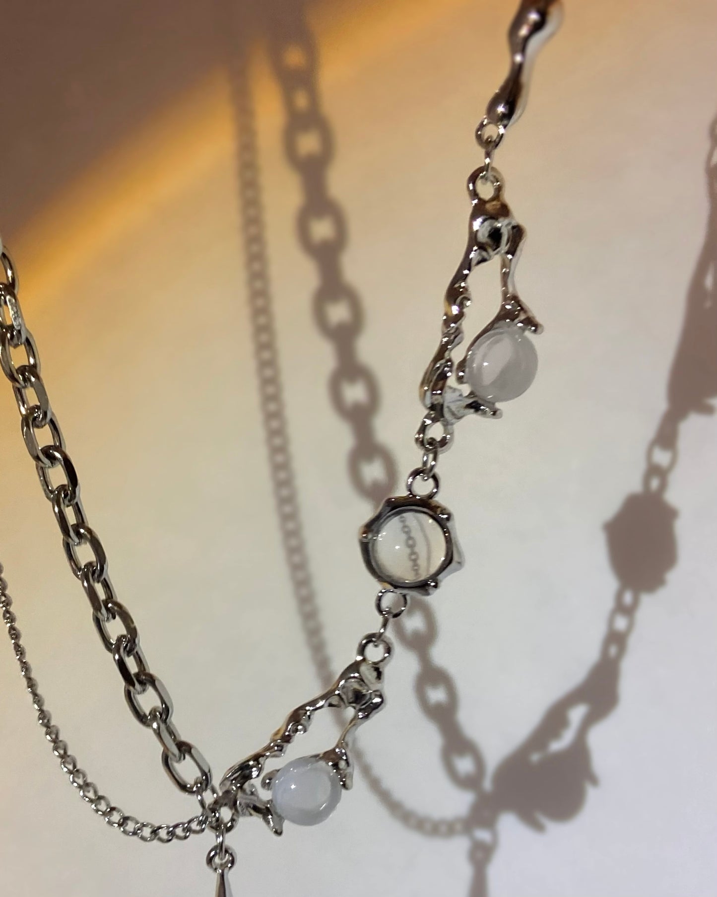 White Moonstone Star Chain Necklace | ☾219