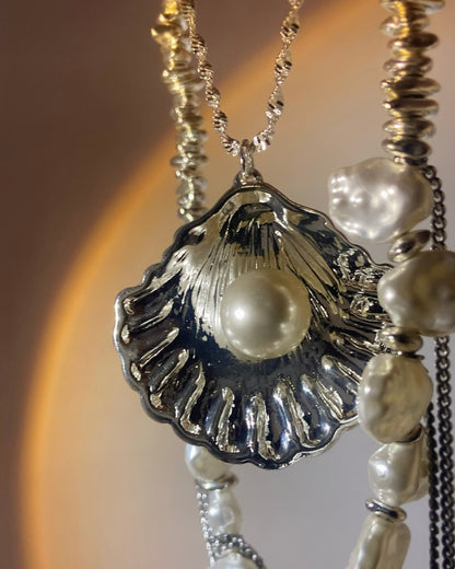 Seashell Pearl Pendant Necklace | ☾215