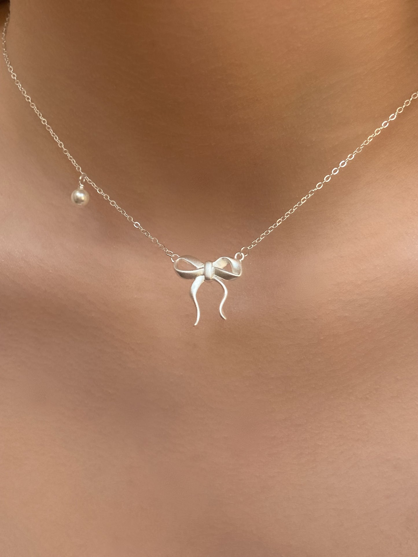 Coquette Silver Ribbon Necklace | ☾140