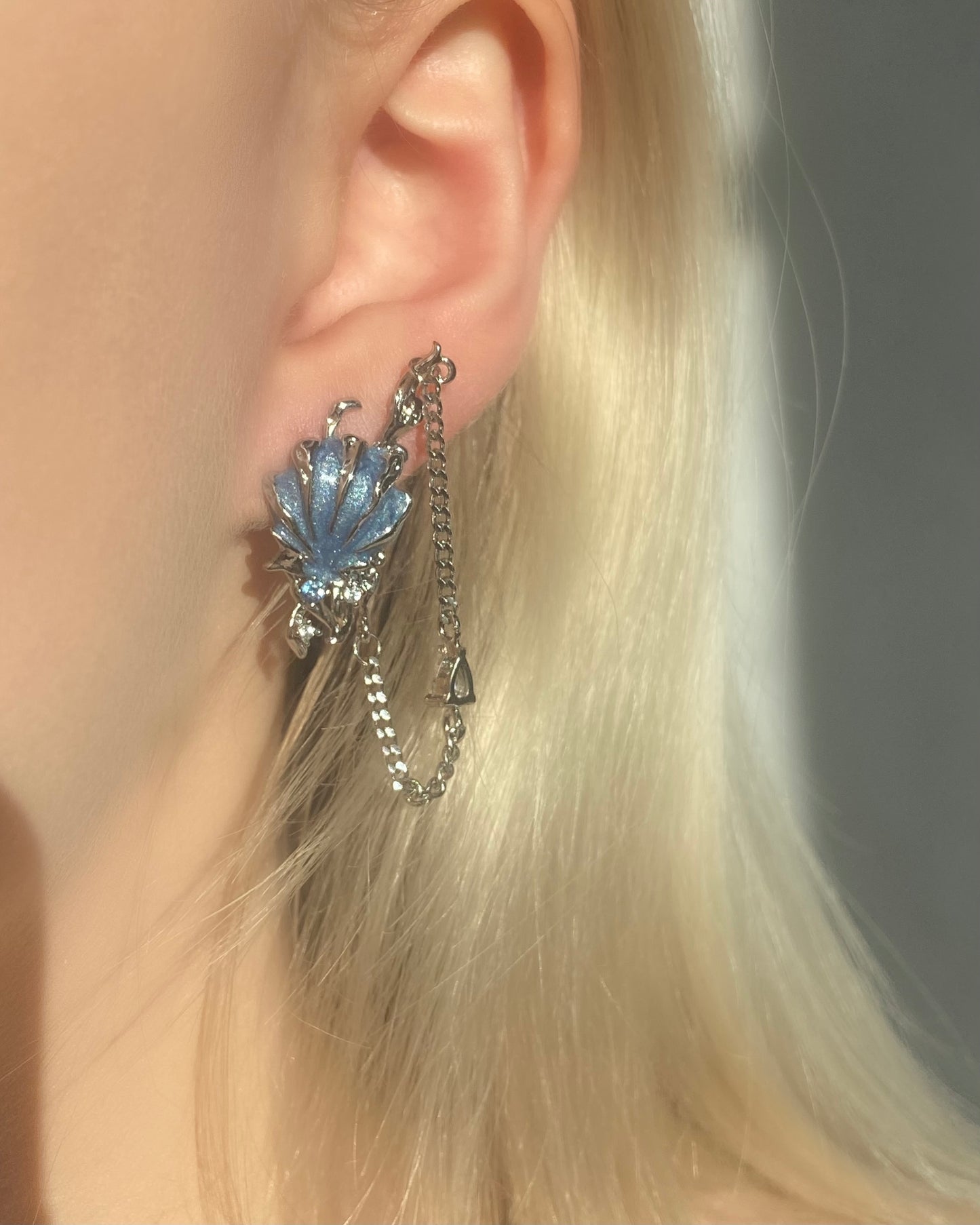 Blue Seashell Tassel Earrings | ☾110