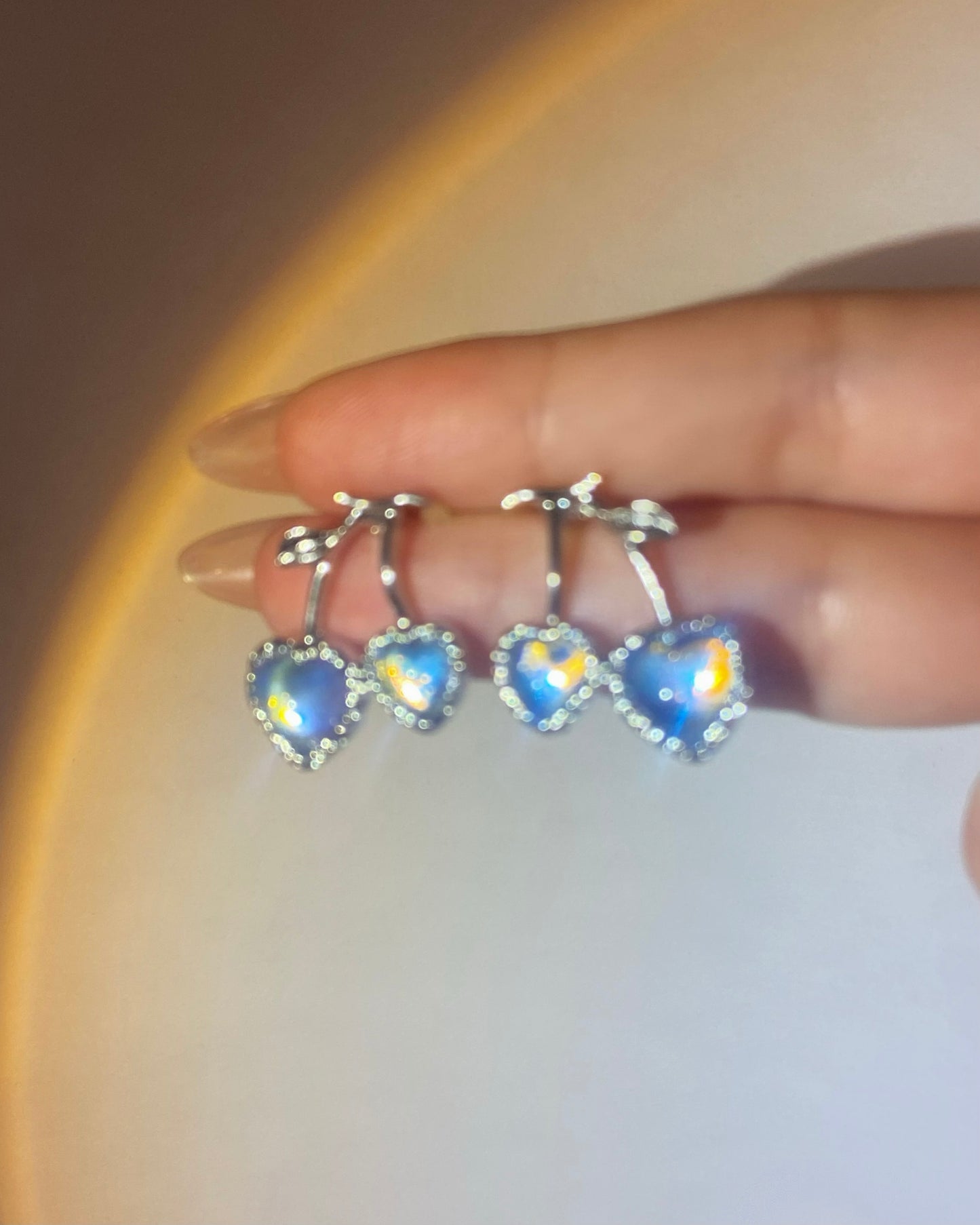 Blue Cherry Heart Earrings | ☾009