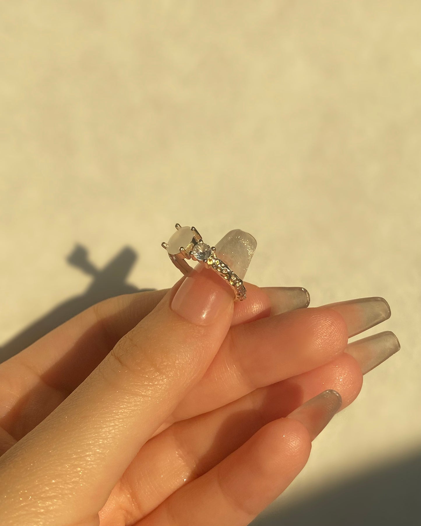 Dainty White Moonstone Ring | ☾031