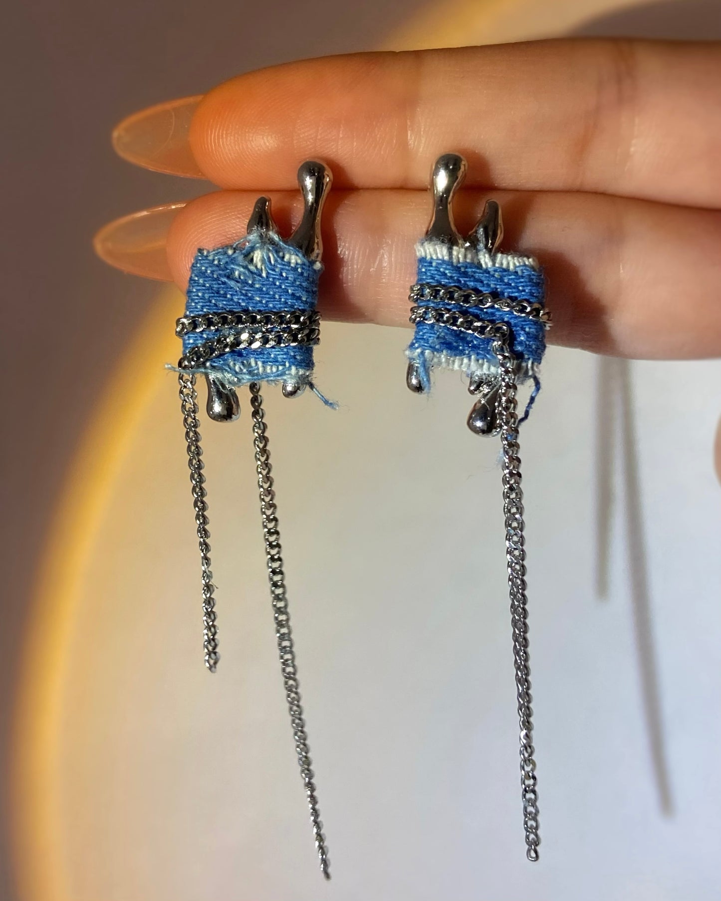 Denim Tassel Earrings | ☾178