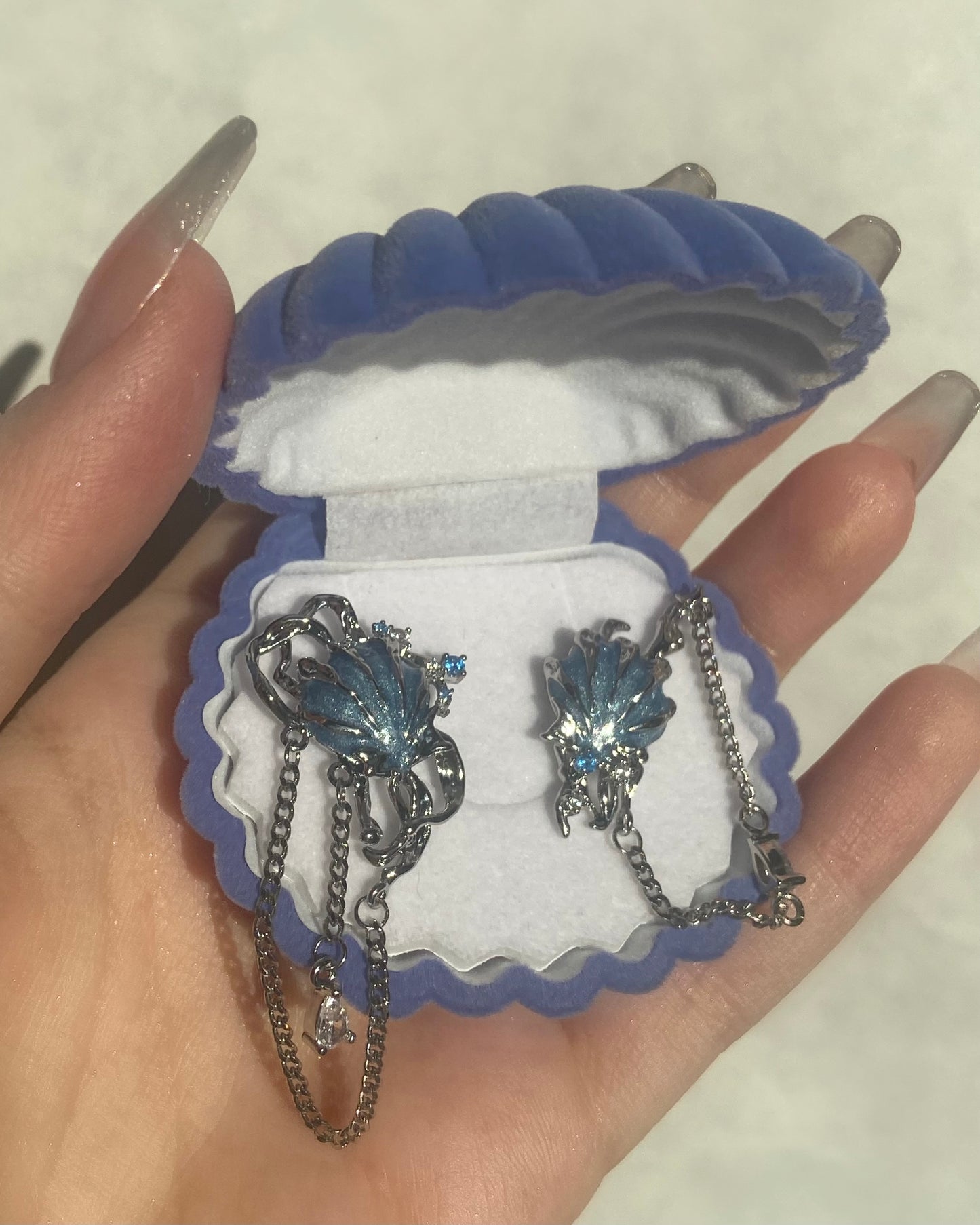 Blue Seashell Tassel Earrings | ☾110