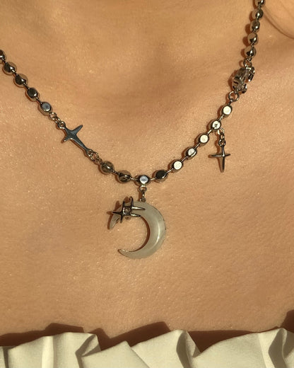 Beaded Moon Necklace | ☾025