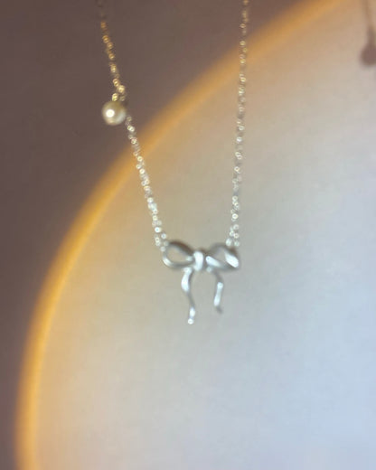 Coquette Silver Ribbon Necklace | ☾140