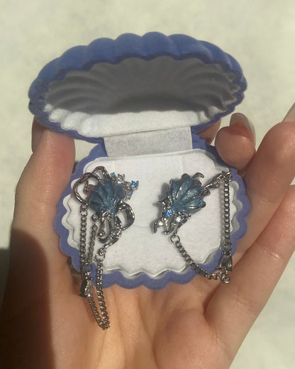 Blue Seashell Tassel Earrings | ☾110