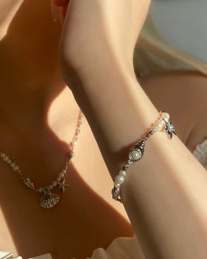 Seashell Starfish & Pearls Bracelet | ☾154