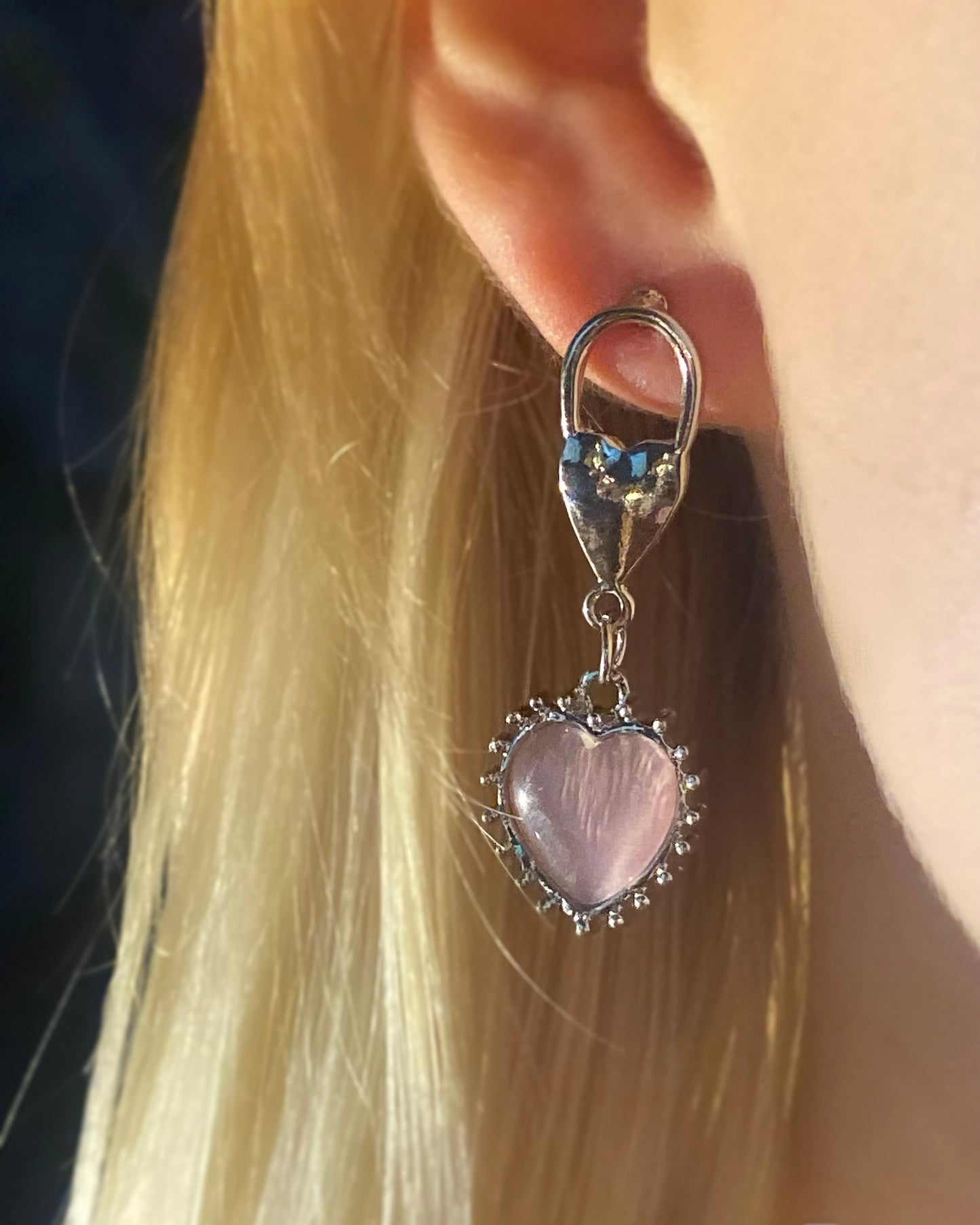 Pink Spiky Heart Earrings | ☾098