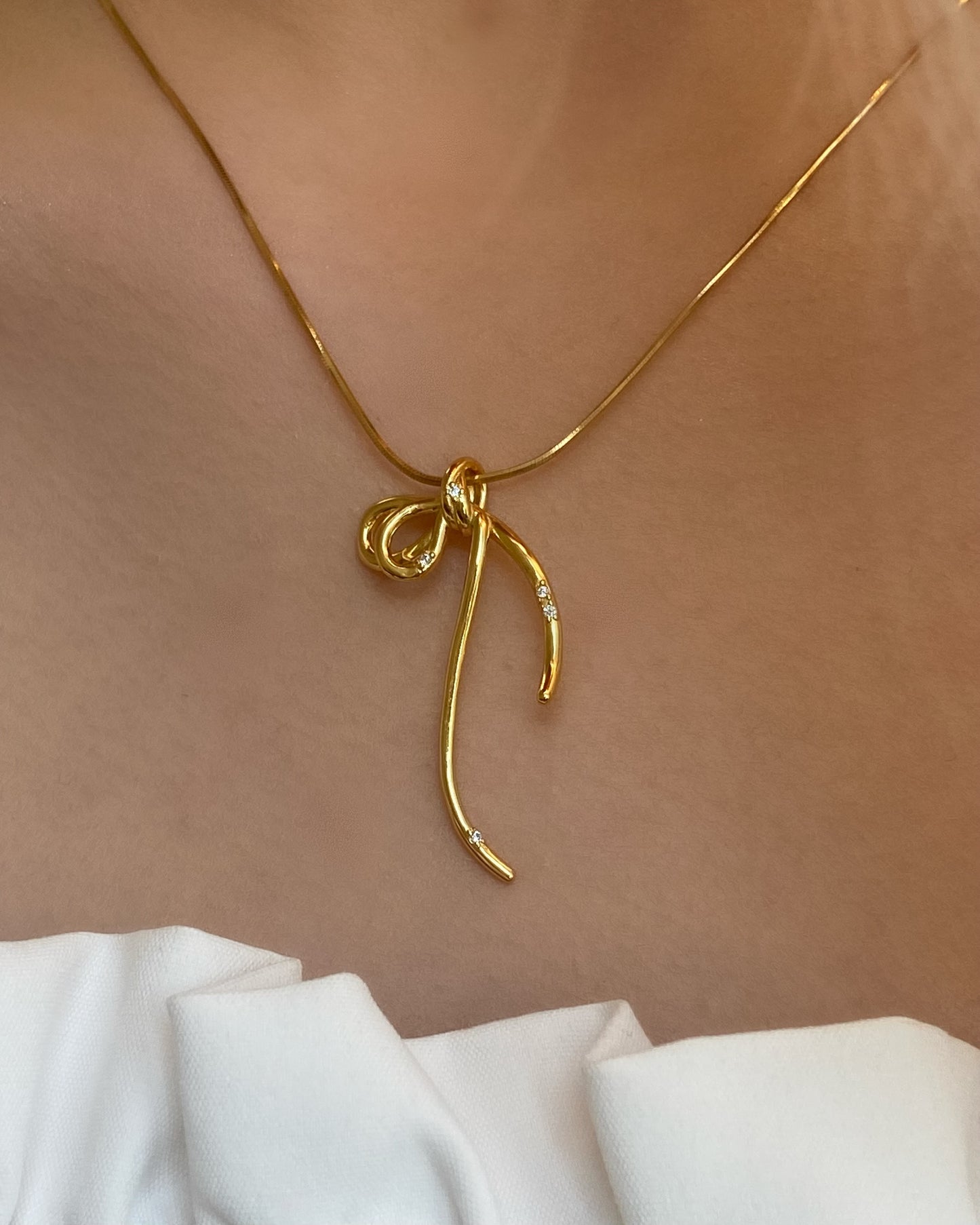 Coquette Ribbon Minimalist Necklace | ☾132