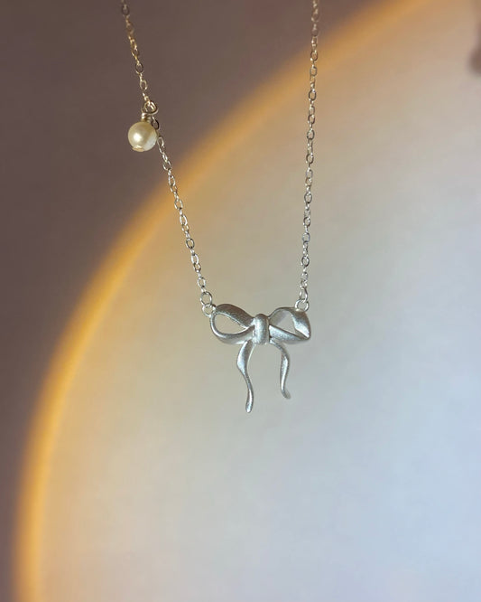 Coquette Silver Ribbon Necklace | ☾140