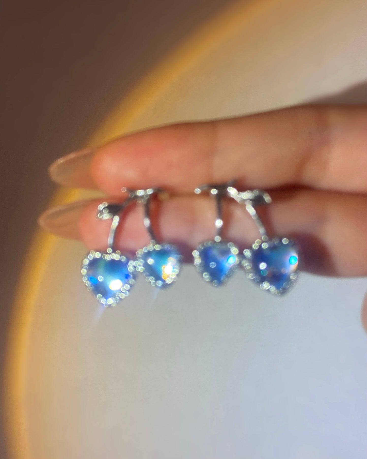 Blue Cherry Heart Earrings | ☾009