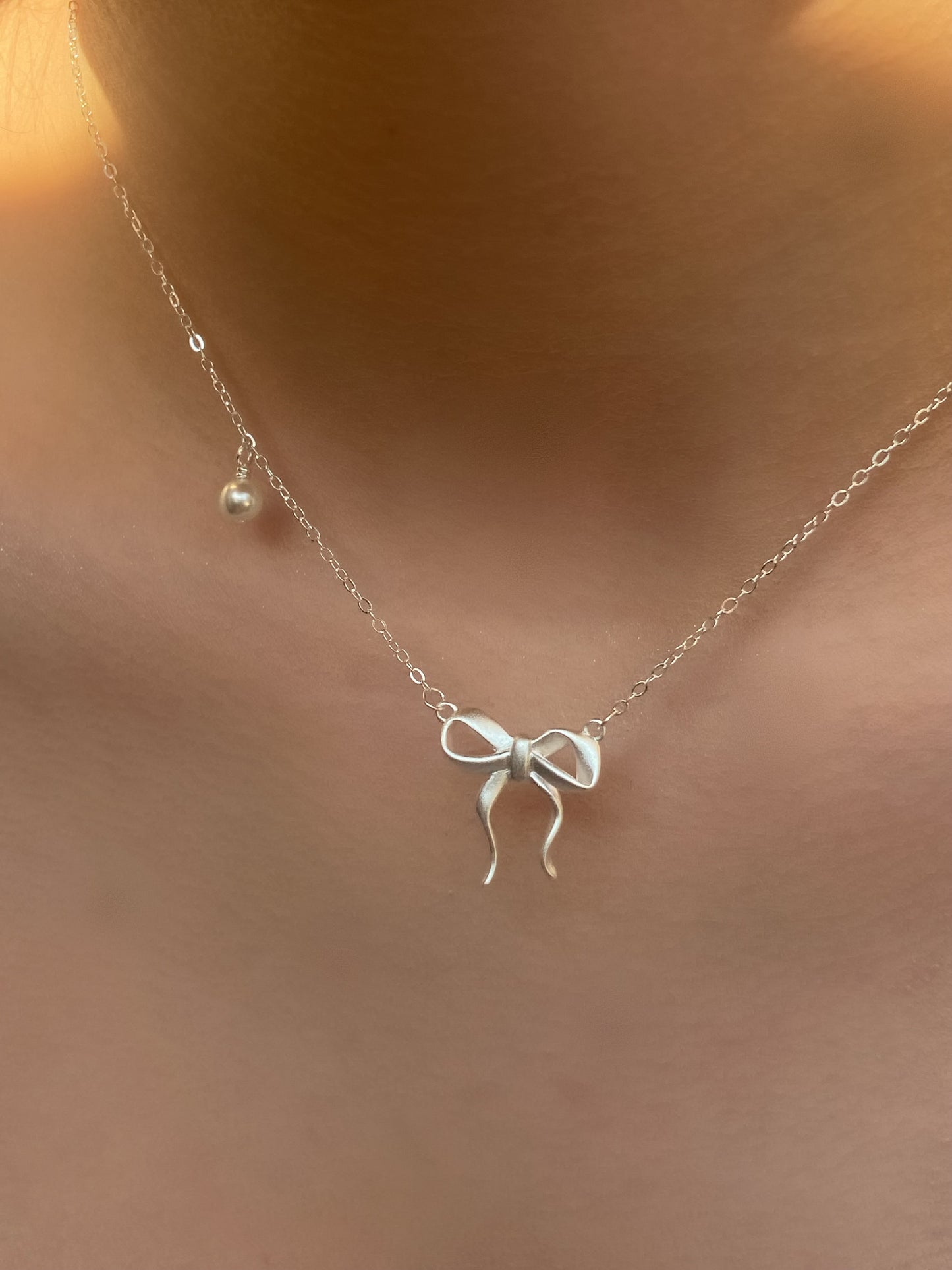 Coquette Silver Ribbon Necklace | ☾140