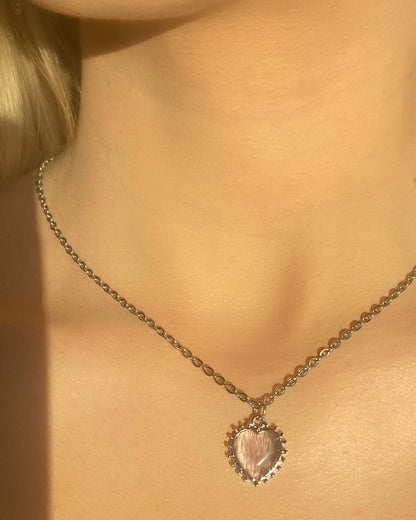 Pink Spiky Heart Necklace | ☾099