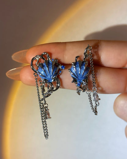 Blue Seashell Tassel Earrings | ☾110