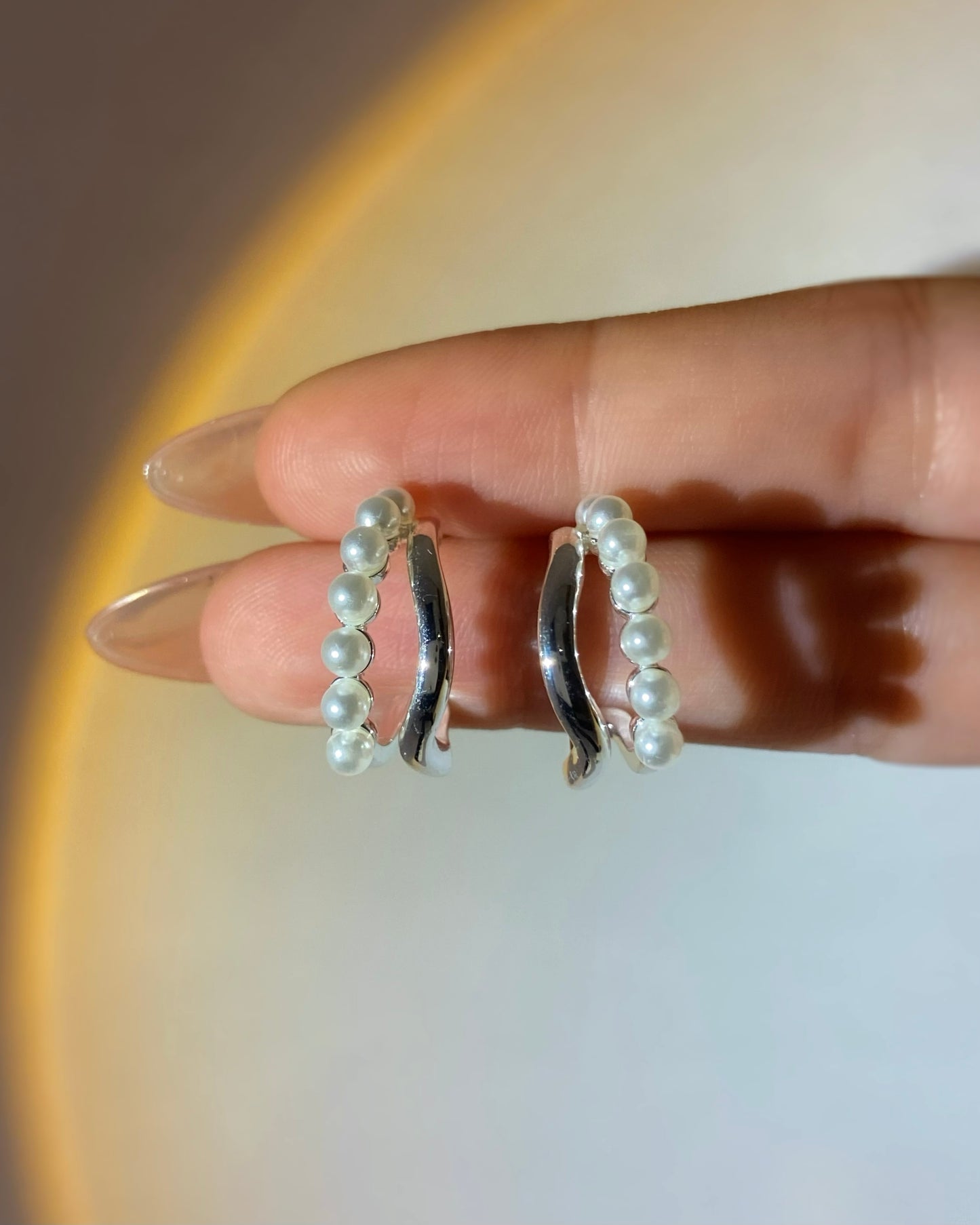 Pearl Hoop Earrings| ☾164