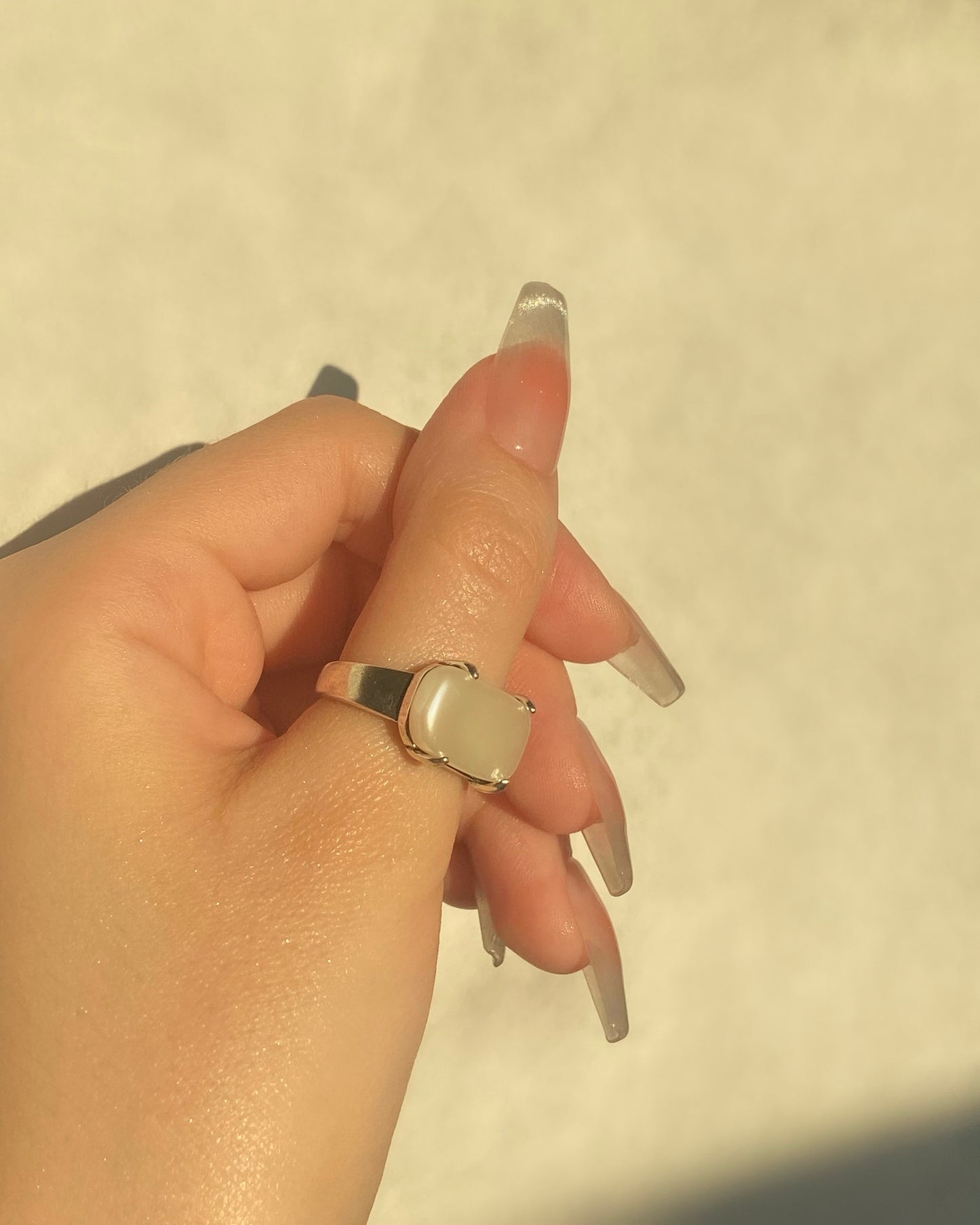 Silver Square Pearl Ring | ☾141