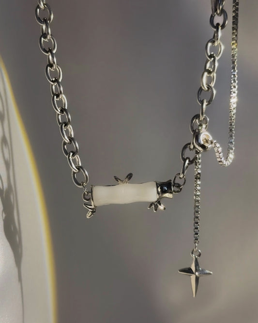 White Jade Bamboo Necklace | ☾235